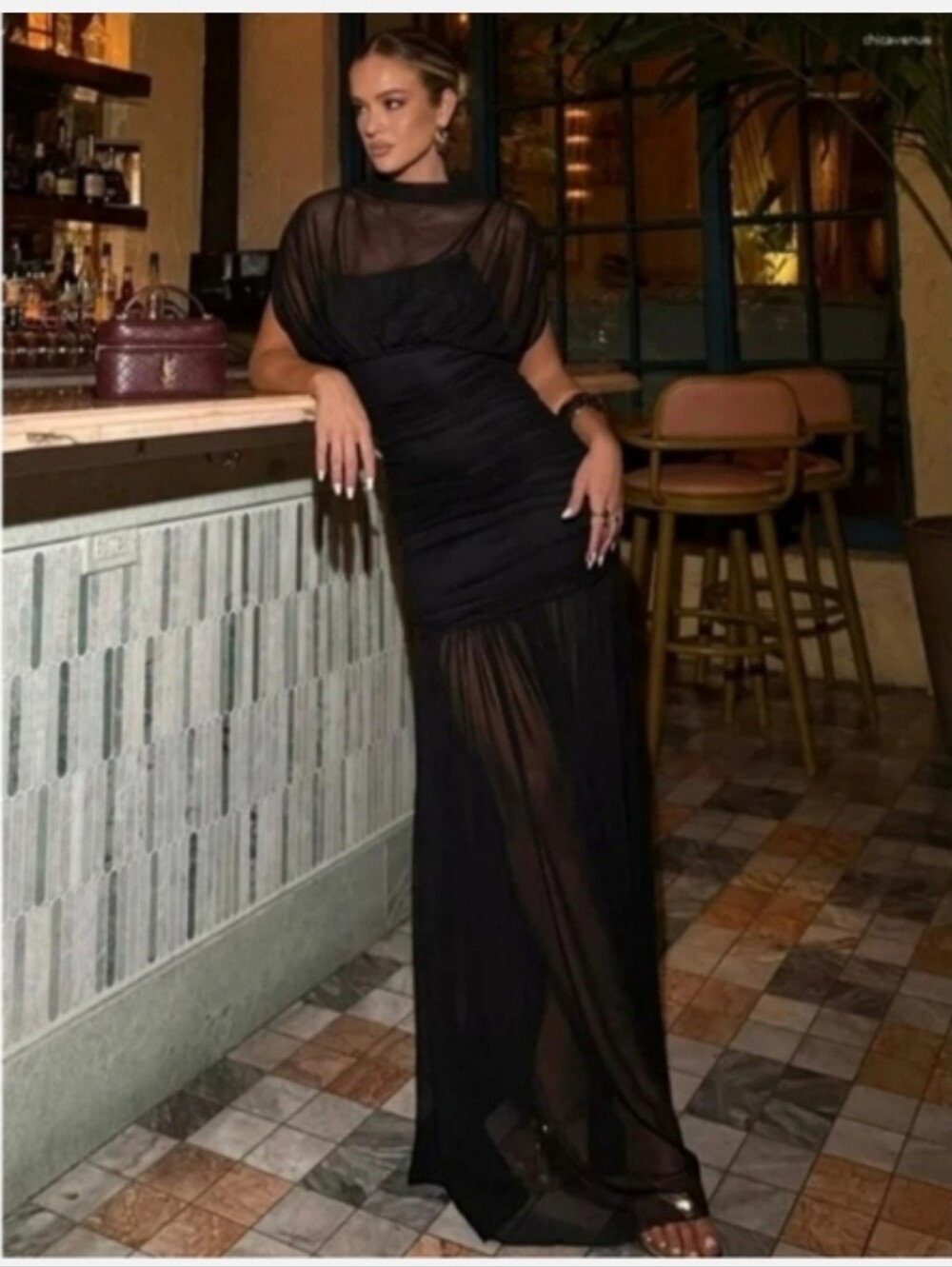 Zara Draped Midi Dress Black - Picture 7 of 16